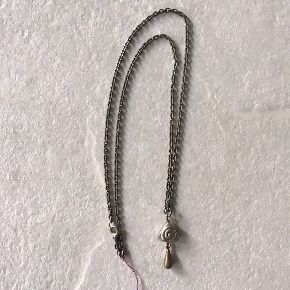Sterling Silver with Sterling and Brass Pendant Necklace